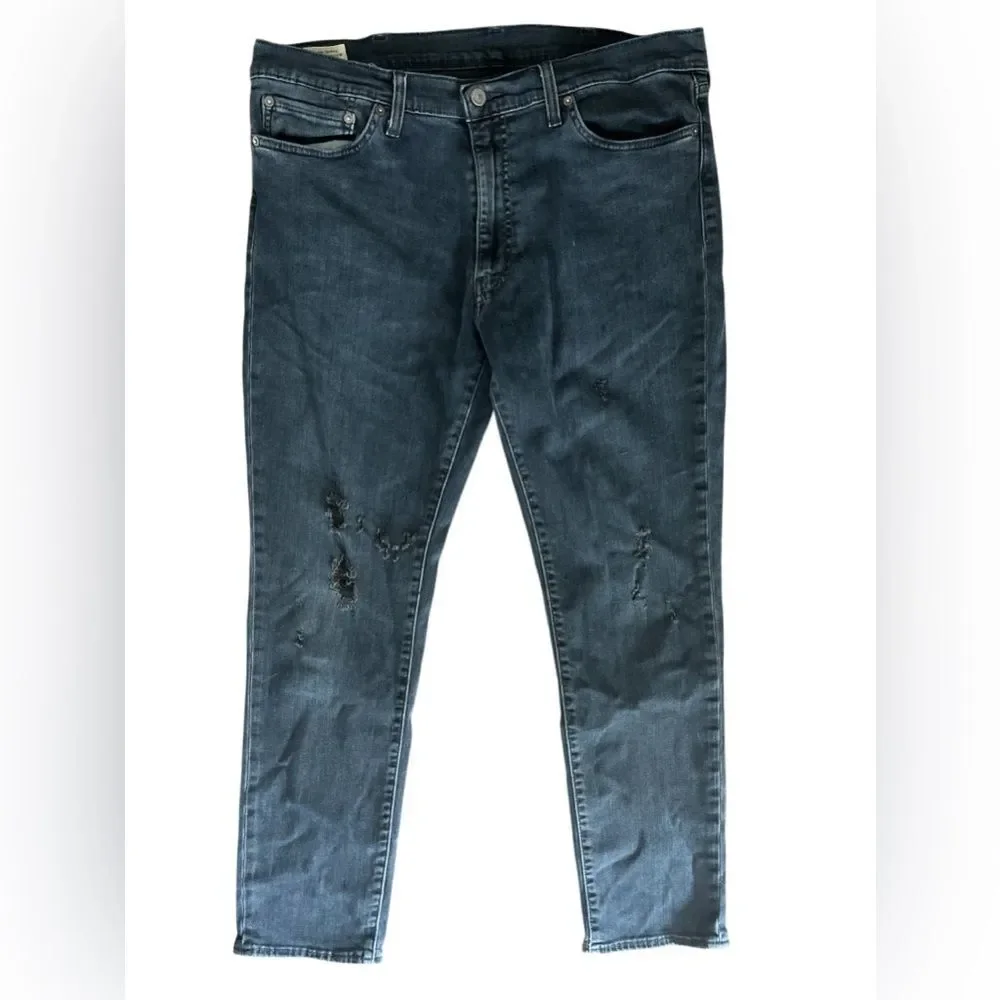Vintage Levi’s 511 Slim Jeans Men’s Distressed Dark Blue Denim Big E